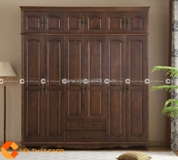 Tủ quần áo gỗ sồi tự nhiên vân màu nâu mộc mạc
