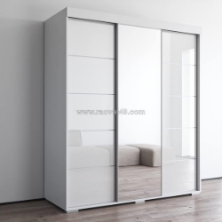 Tủ quần áo mdf cánh lùa màu trắng có gương tal019