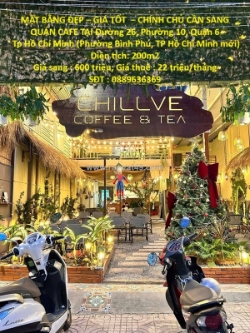 Mặt bằng đẹp – giá tốt – chính chủ cần sang quán cafe tại đường 26, phường 10,