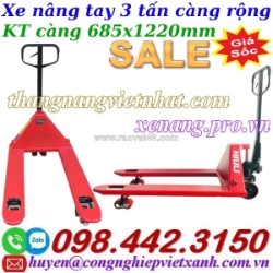 Xe nâng tay thấp 3 tấn càng rộng 685x1220mm