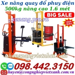 Xe nâng quay đổ thùng phuy bằng điện 500kg nâng cao 1.6 mét edt500-m - gamlift