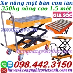 Xe nâng mặt bàn con lăn 350kg nâng cao 1.5 mét