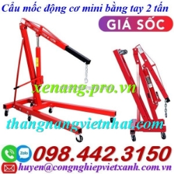 Cẩu mốc động cơ bằng tay 2 tấn - cẩu thủy lực mini bằng tay 2 tấn