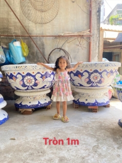 Chậu hoa đắp miểng chén dĩa , cẩn sành sứ thủ công mỹ nghệ