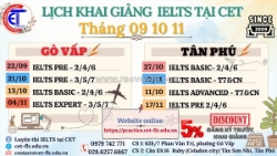 Lịch học ielts tại cet năm 2026 tại tân phú