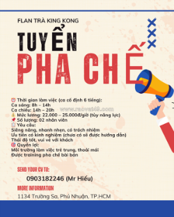 Tuyển nhân viên pha chế trà sữa phú nhuận