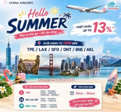 China airlines ưu đãi vé chào hè đi đài bắc, úc, mỹ