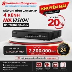 Đầu ghi hình camera ip hikvision ds-7104ni-q1/4p/m giảm giá 20% chính hãng