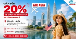 Săn vé airasia giảm 20% đến các điểm đến đông nam á