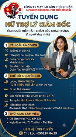 Tuyển dụng nữ trợ lý giám đốc