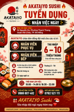 Tuyển nhân viên phục vụ, bếp quận hải châu.