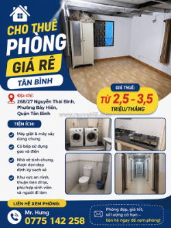 Cho thuê phòng giá rẻ – tân bình
