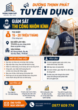 Dương thịnh phát tuyển dụng giám sát thi công nhôm kính