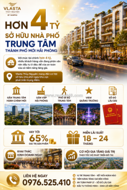 Nhà phố vlasta thủy nguyên gần vsip hải phòng: khai thác dòng tiền đỉnh cao