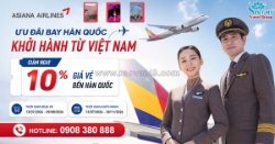 Hãng asiana airlines đang giảm 10% giá vé đi hàn quốc