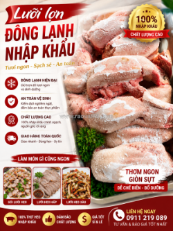 Lưỡi heo đông lạnh – nguyên liệu giòn ngon cho nhà hàng, quán ăn