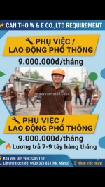 Tuyển thợ hồ, lđpt, học việc điện nước cần thơ