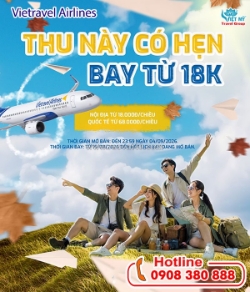 Vietravel airlines ưu đãi vé mùa thu chỉ từ k