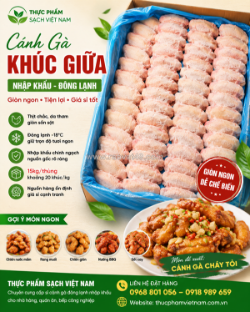 Cánh gà khúc giữa đông lạnh – giá sỉ tốt cho nhà hàng, quán ăn